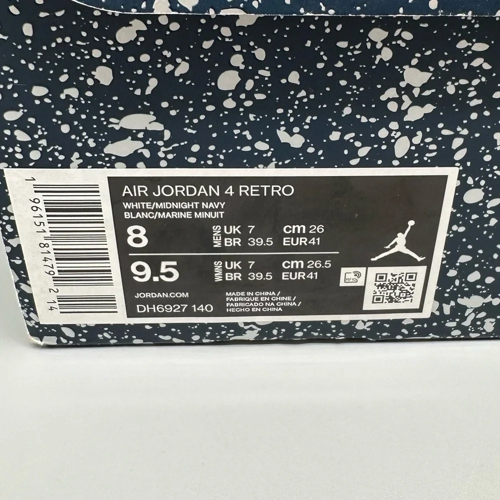Jordan 4 Retro Basketball Shoes DH6927-140 Men's Sz 8‎ / Women's Sz 9.5